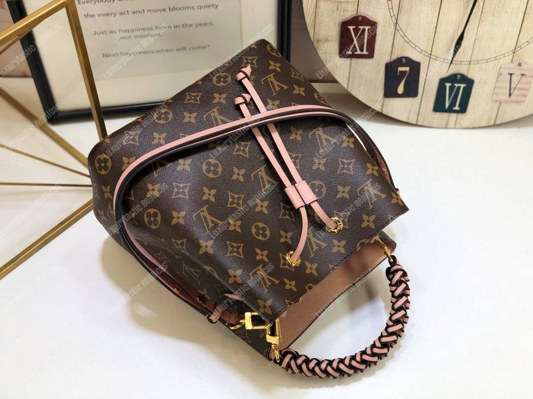 LV NéoNoé Monogram Bucket Bag Rose Ballerine