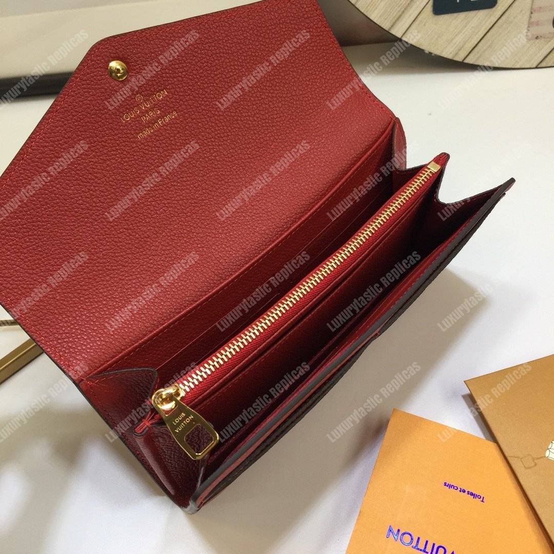 LV Sarah Wallet Monogram Empreinte Leather Cerise Red