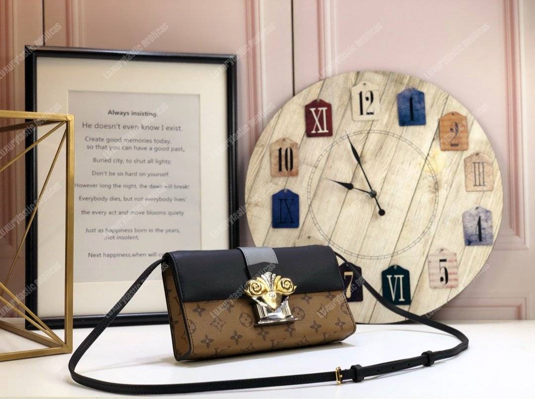 LV Column Clutch Monogram Canvas Black