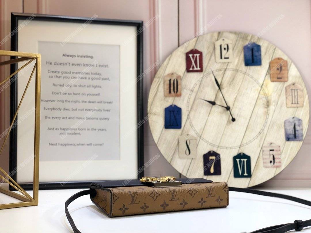 LV Column Clutch Monogram Canvas Black