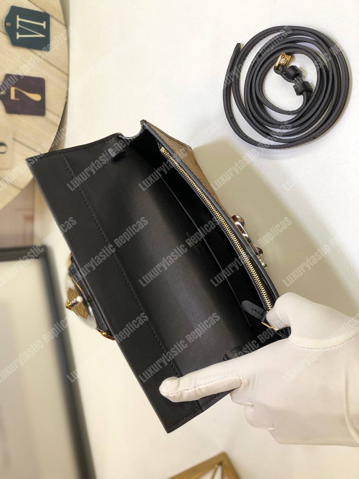 LV Column Clutch Monogram Canvas Black