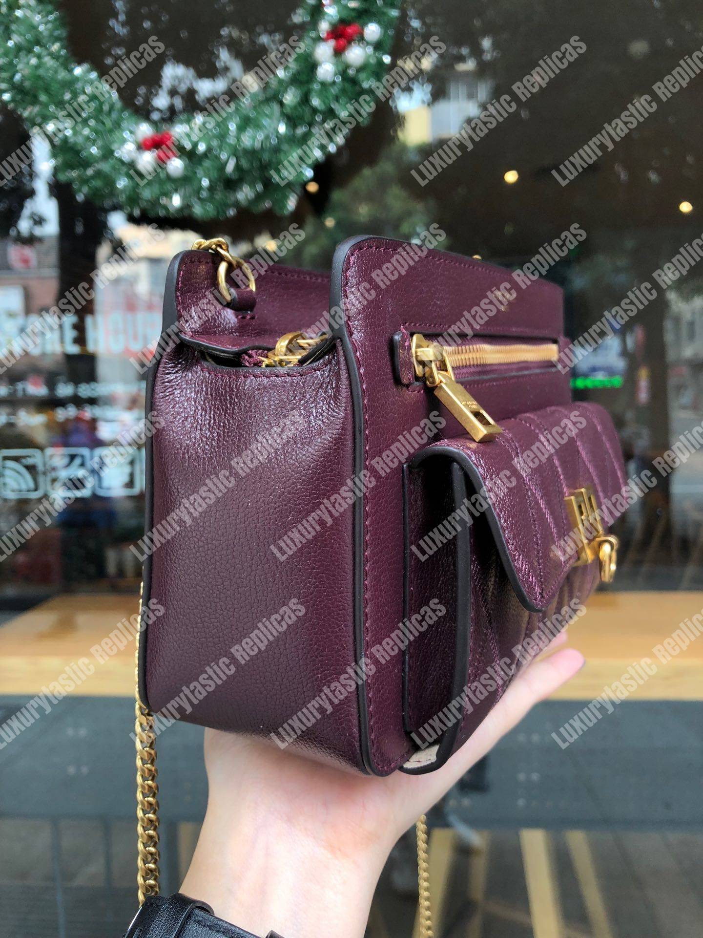 Givenchy Diamond Quilted Leather Crossbody Bag Maroon