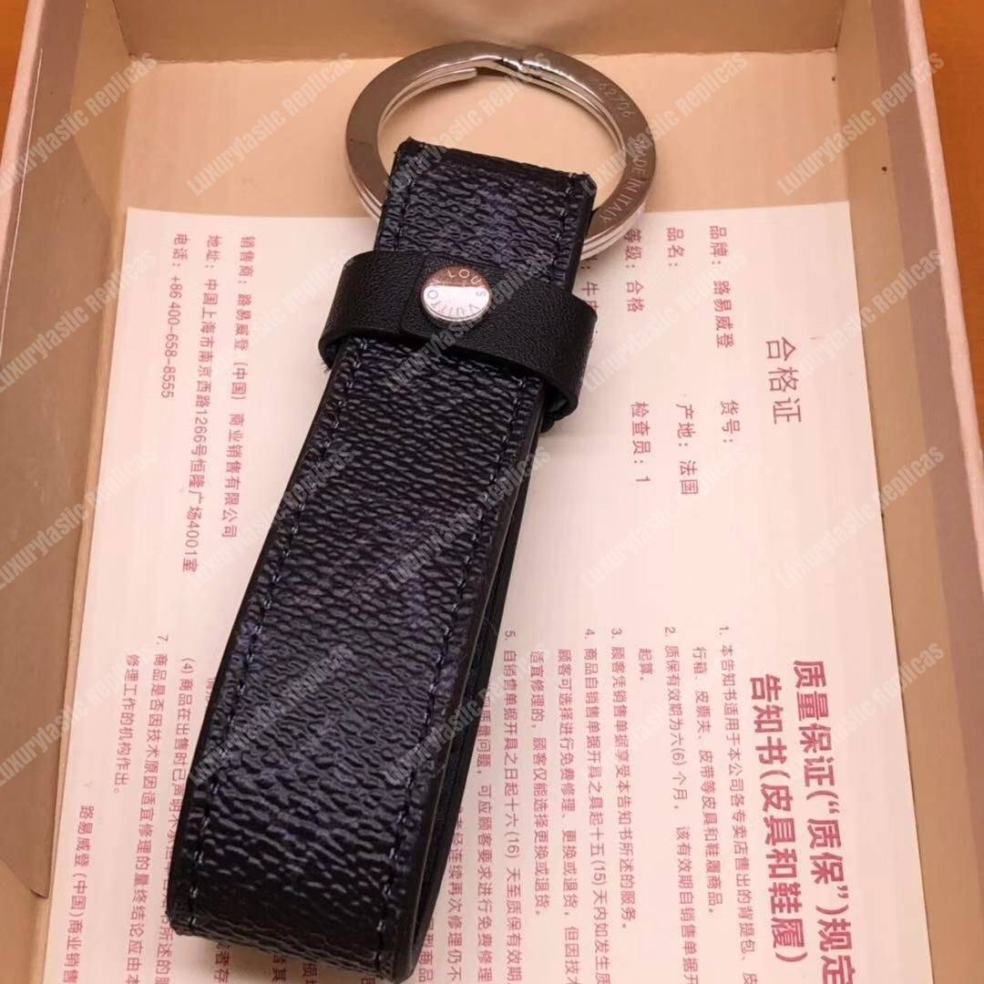 LV Dragonne Key Holder Initial Frames Monogram Eclipse Canvas