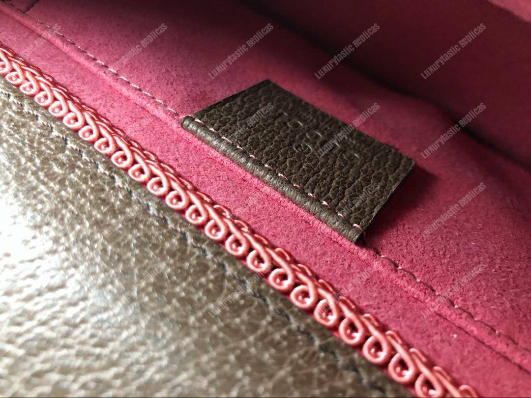 G*u*i embroidered small shoulder bag leather brown