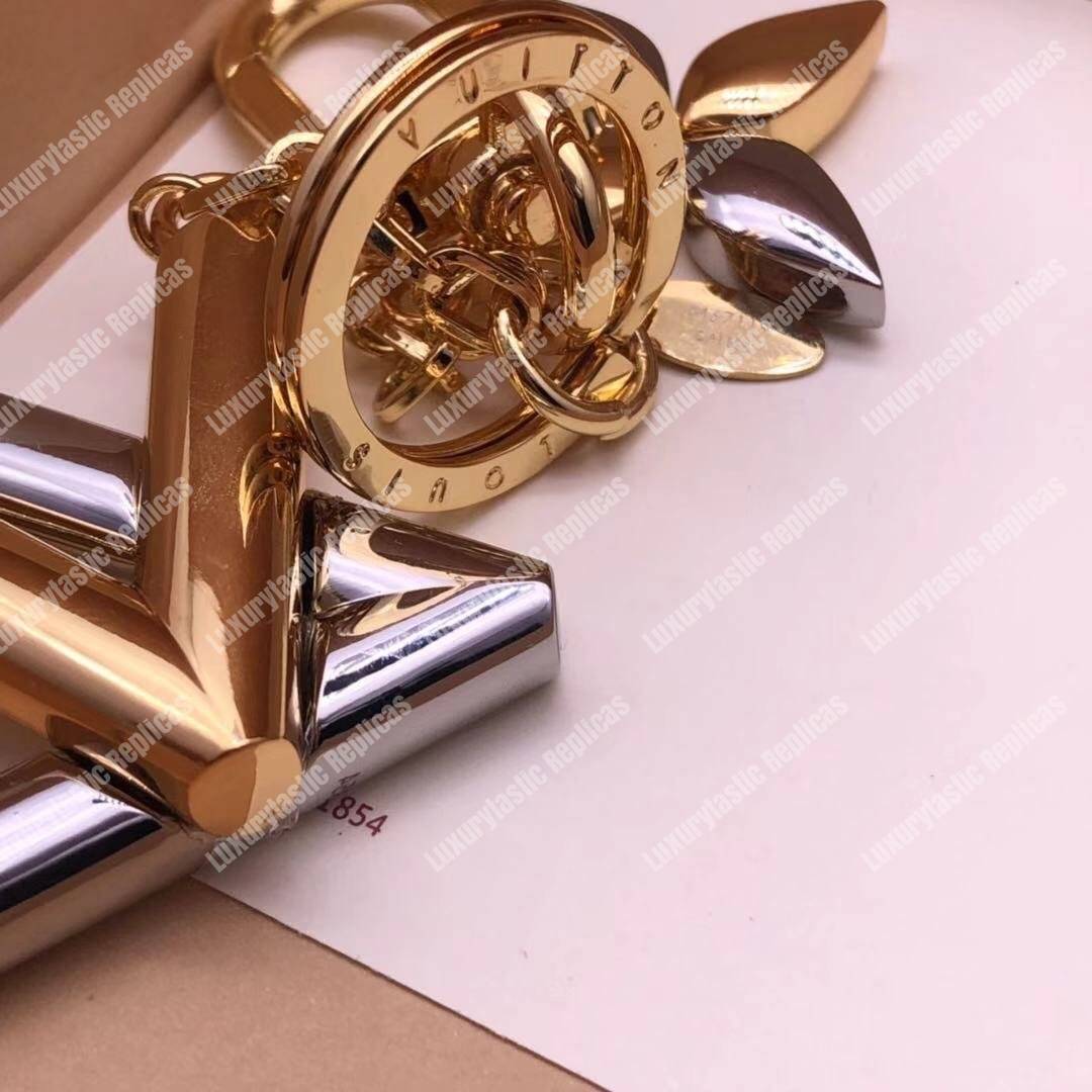 LV Twist Bag Charm Monogram Flower Silver Gold