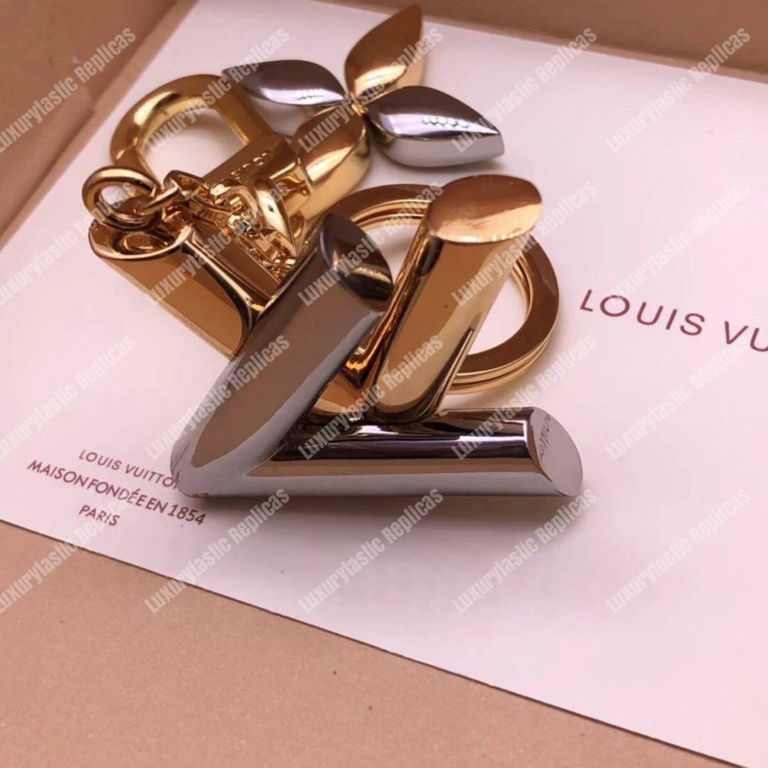 LV Twist Bag Charm Monogram Flower Silver Gold
