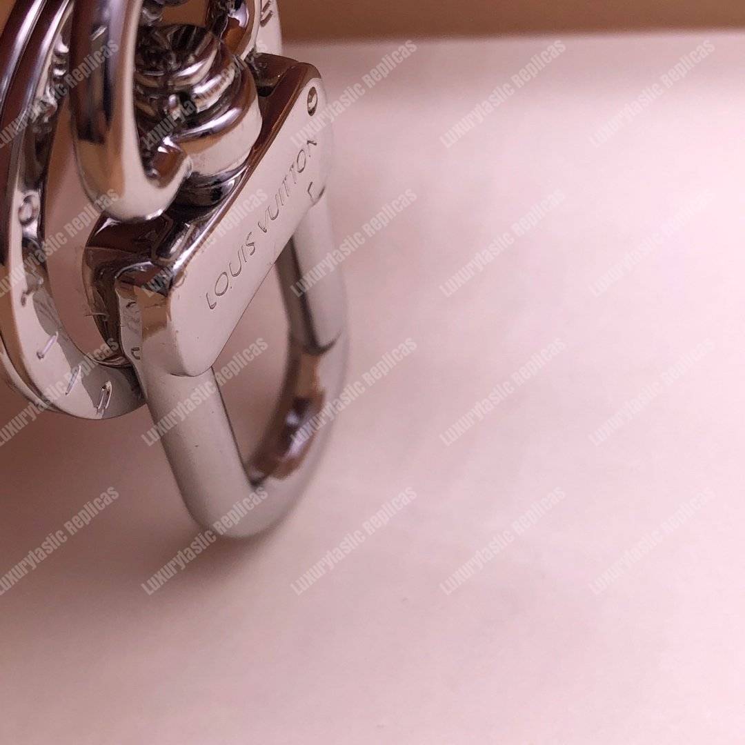 LV Twist Bag Charm Monogram Flower Silver Pink