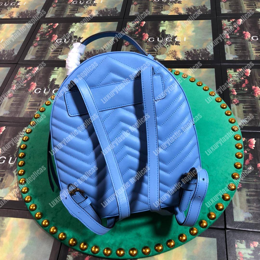 G*u*i gg marmont quilted leather backpack blue