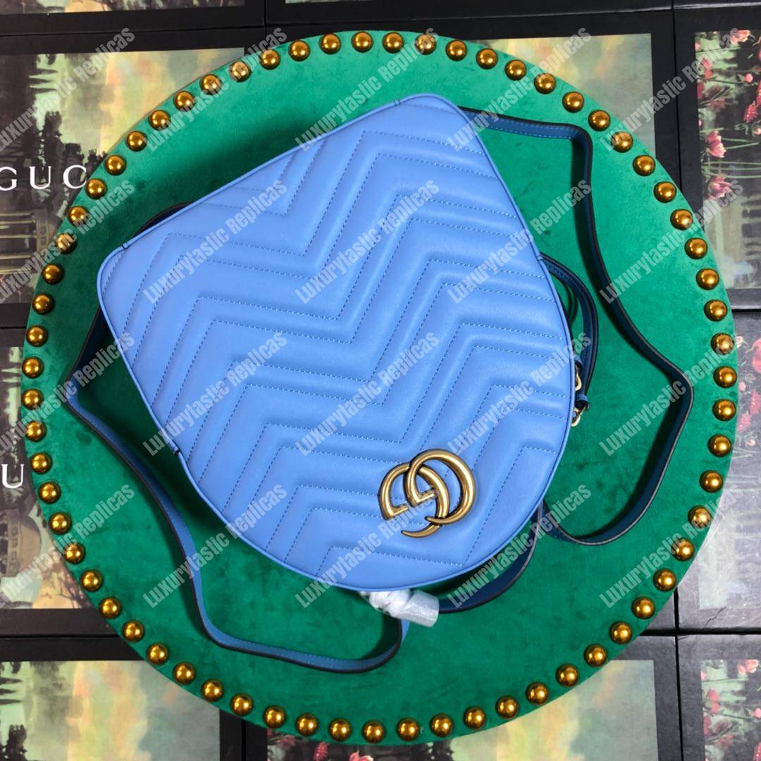 G*u*i gg marmont quilted leather backpack blue