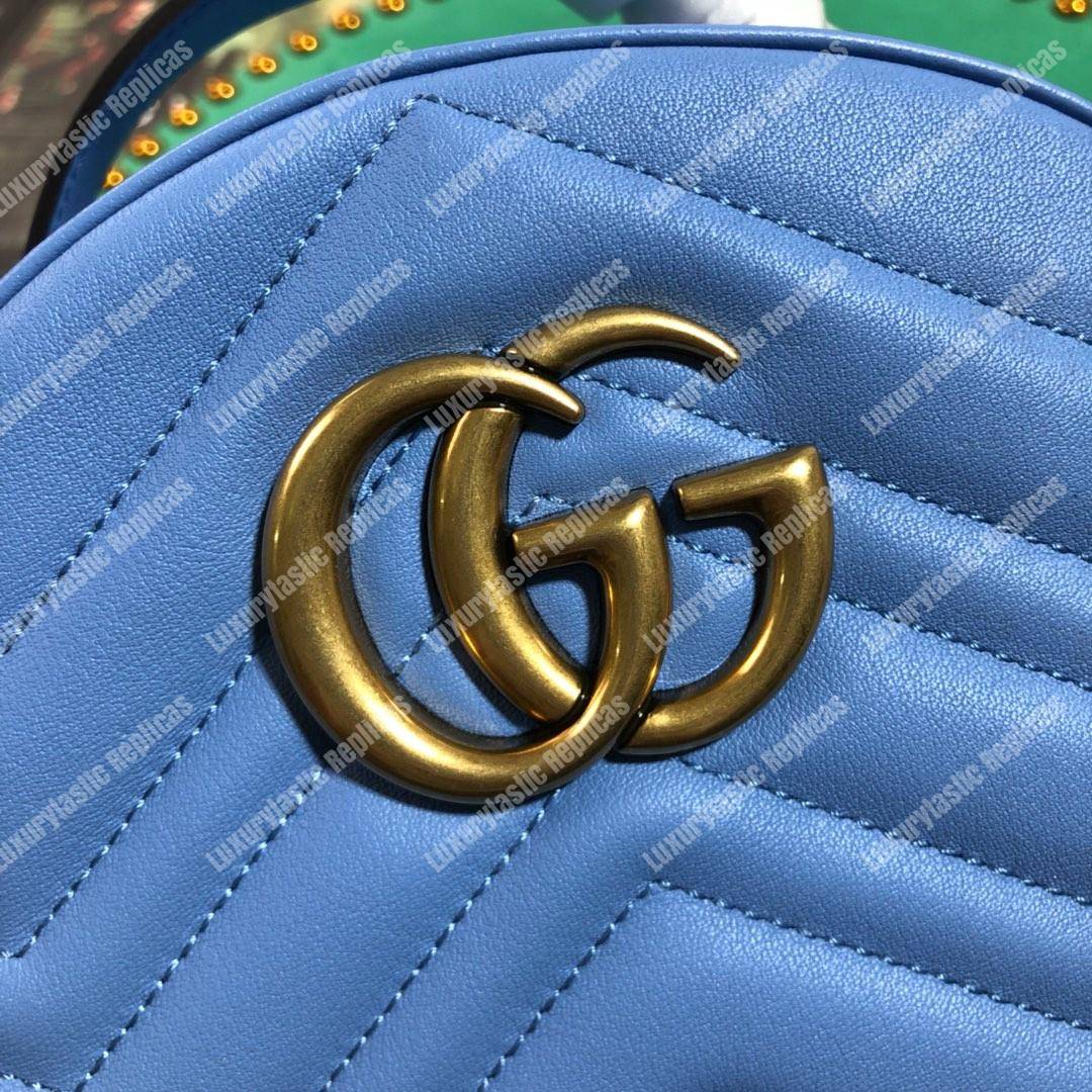 G*u*i gg marmont quilted leather backpack blue