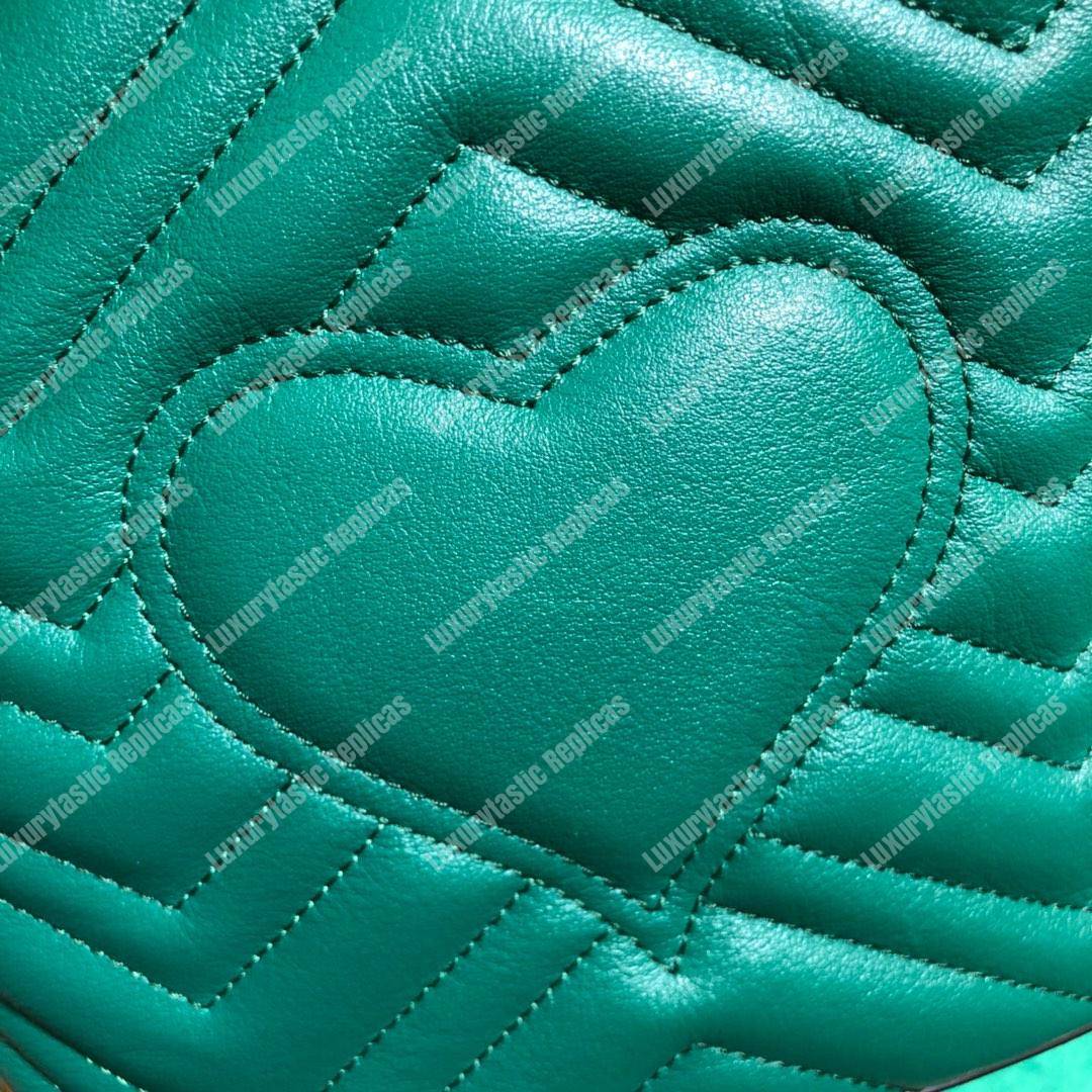 G*u*i gg marmont chevron leather bucket bag emerald green