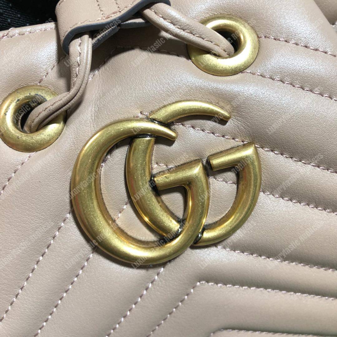 G*u*i gg marmont chevron leather bucket bag dusty pink