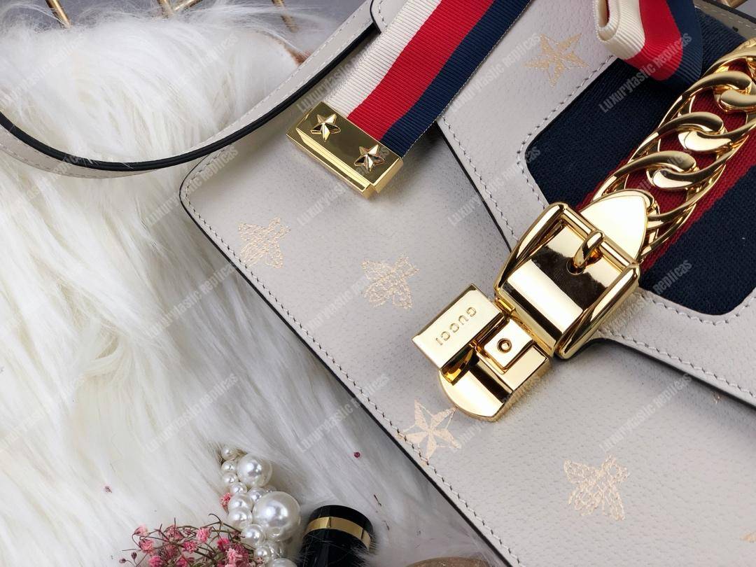 G*u*i sylvie bee star small shoulder bag white