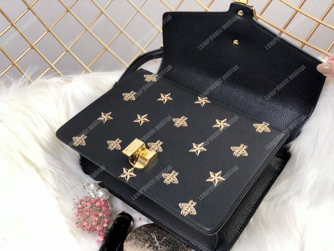 G*u*i sylvie bee star small shoulder bag black