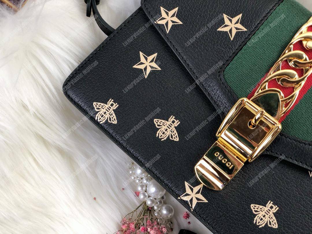 G*u*i sylvie bee star small shoulder bag black