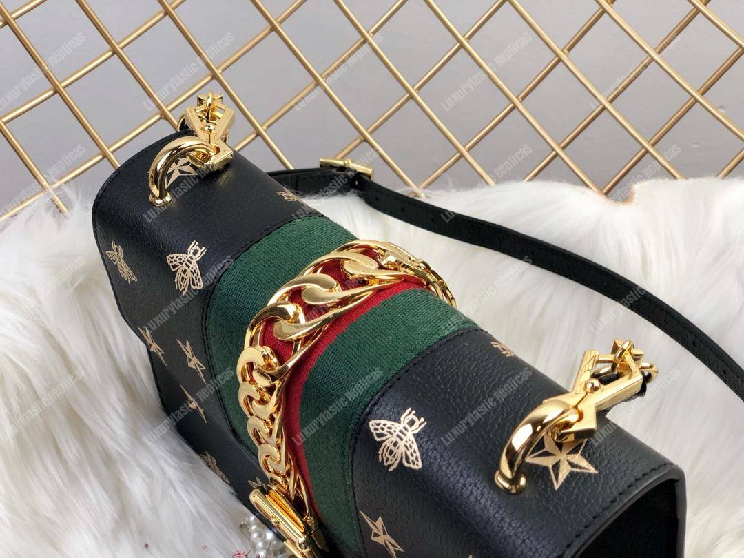 G*u*i sylvie bee star small shoulder bag black