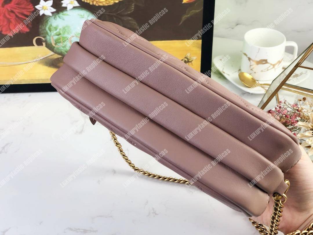 G*u*i gg marmont mini chain bag 3 zips dusty pink