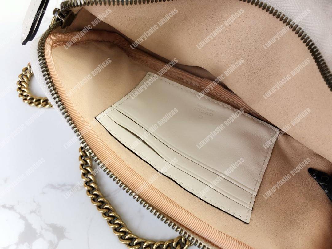 G*u*i gg marmont mini chain bag 3 zips white