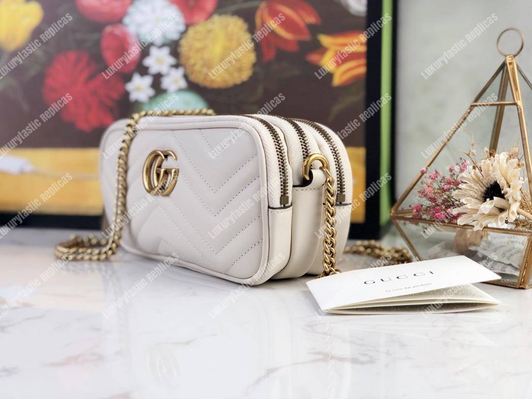 G*u*i gg marmont mini chain bag 3 zips white
