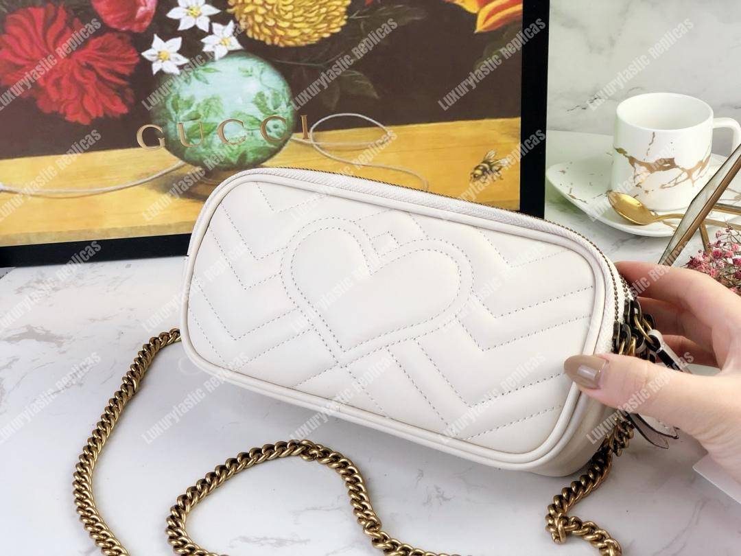 G*u*i gg marmont mini chain bag 3 zips white