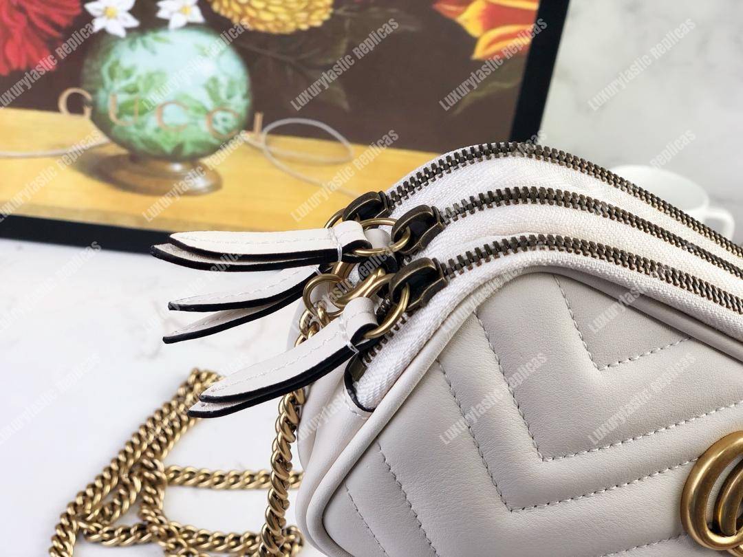 G*u*i gg marmont mini chain bag 3 zips white