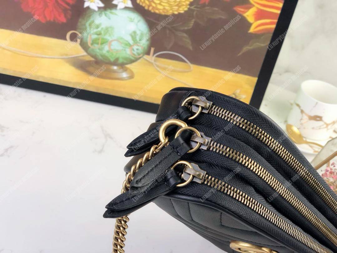 G*u*i gg marmont mini chain bag 3 zips black