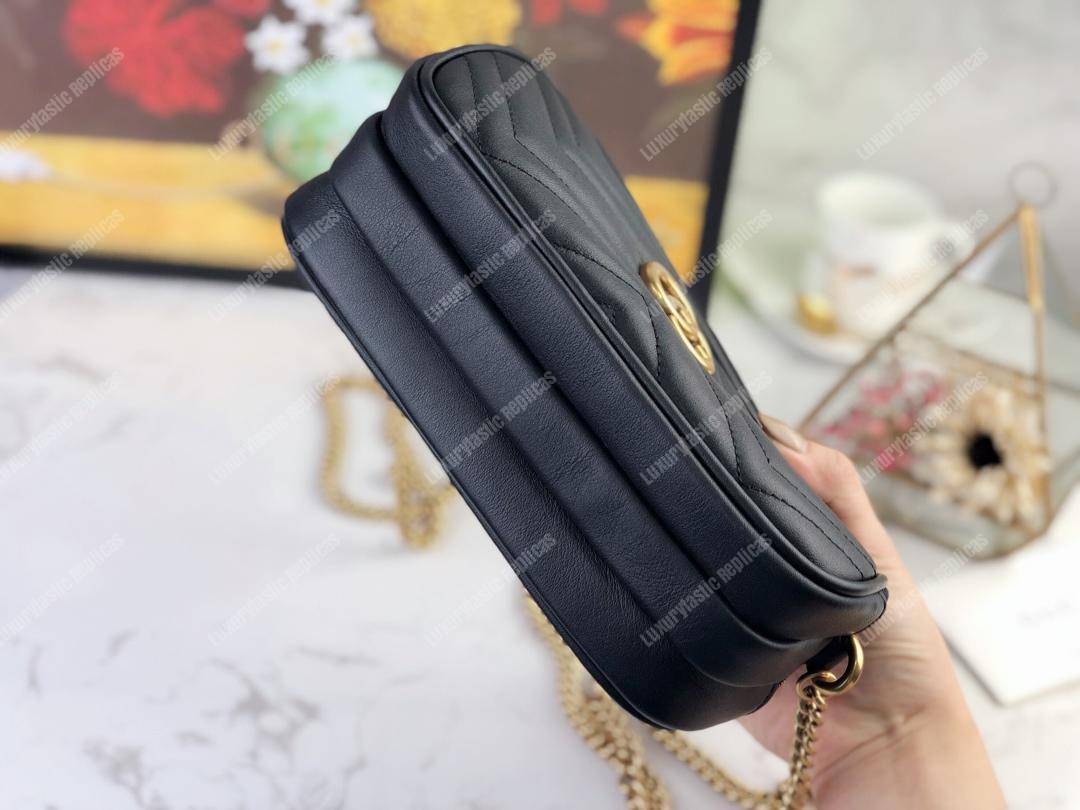 G*u*i gg marmont mini chain bag 3 zips black