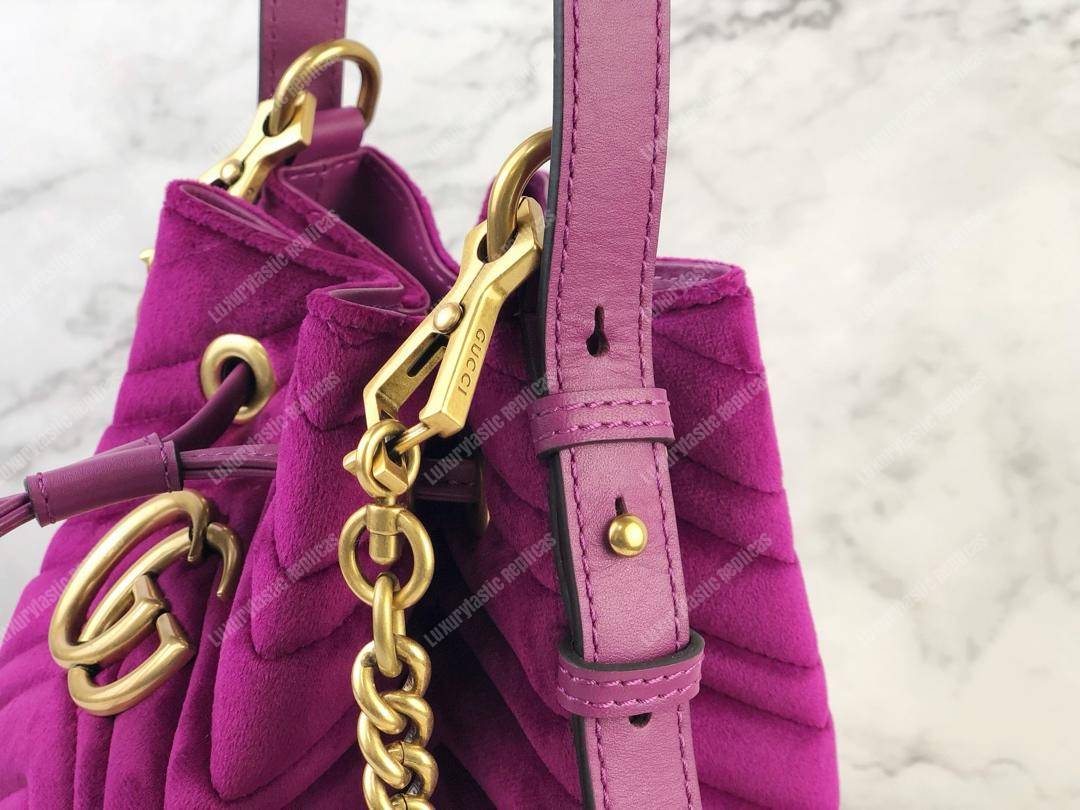 G*u*i gg marmont velvet bucket bag fuchsia