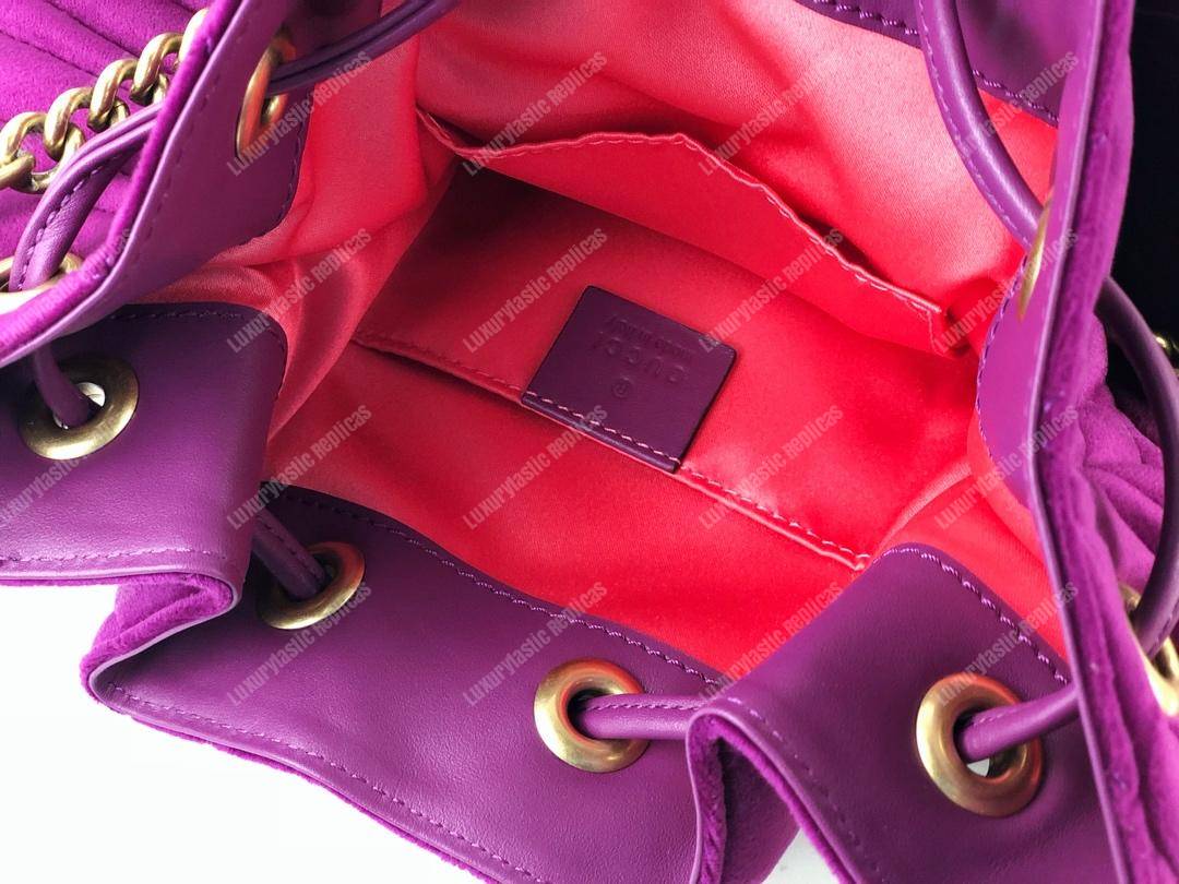 G*u*i gg marmont velvet bucket bag fuchsia