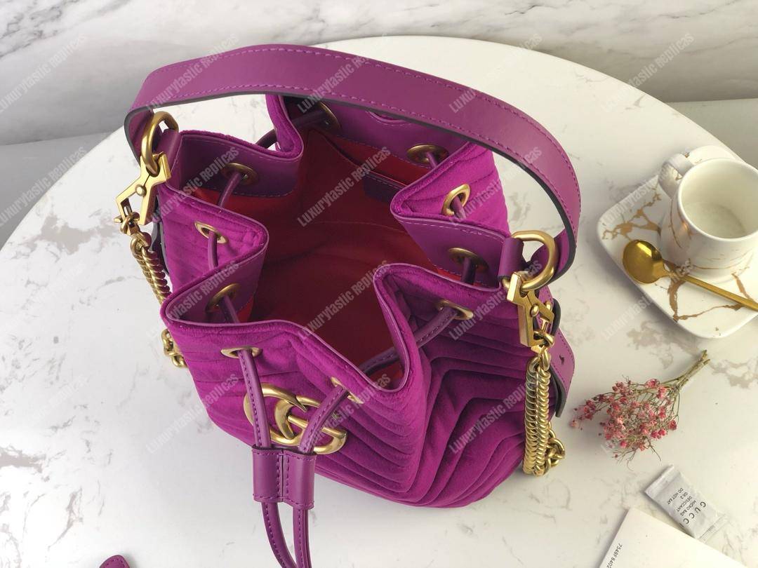 G*u*i gg marmont velvet bucket bag fuchsia