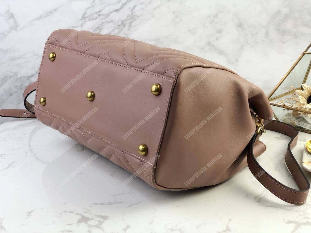 G*u*i gg marmont small matelassé top handle bag dusty pink