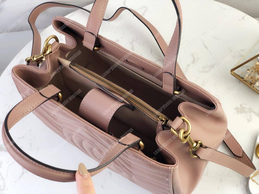 G*u*i gg marmont small matelassé top handle bag dusty pink