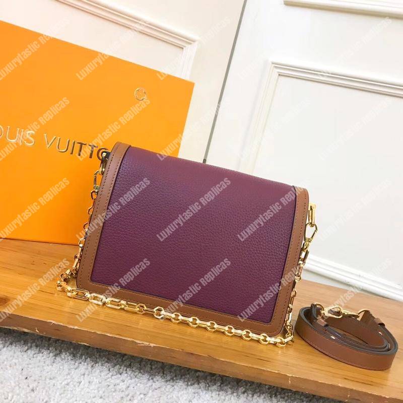 LV Dauphine MM Taurillon Leather Blackberry/Snow