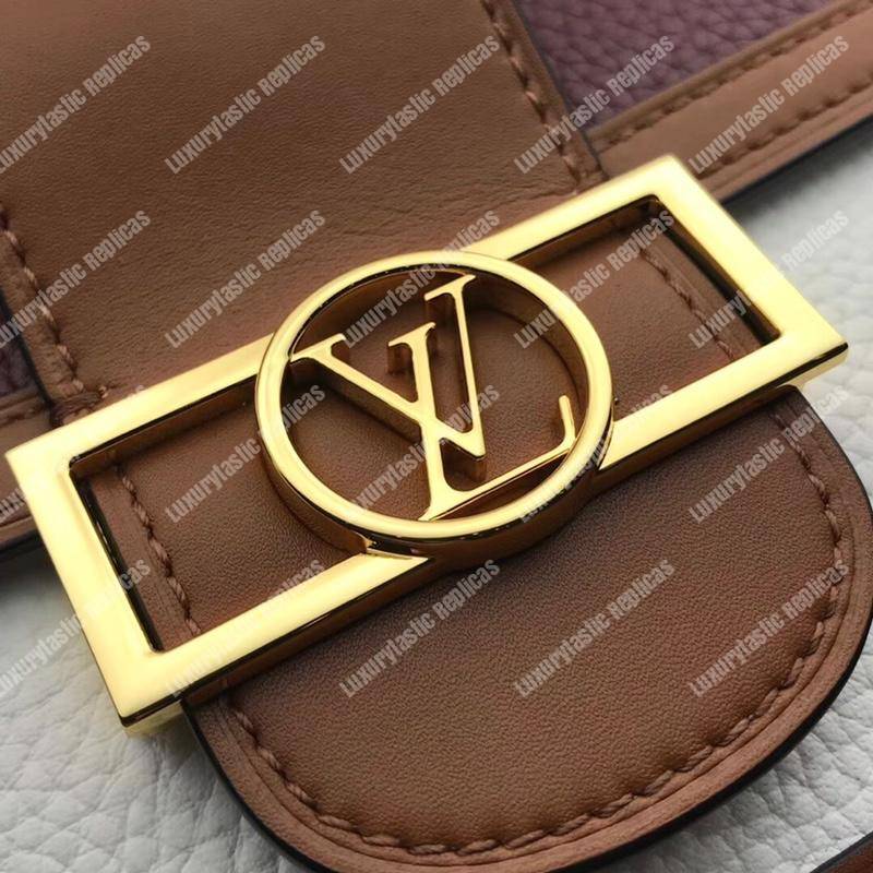 LV Dauphine MM Taurillon Leather Blackberry/Snow