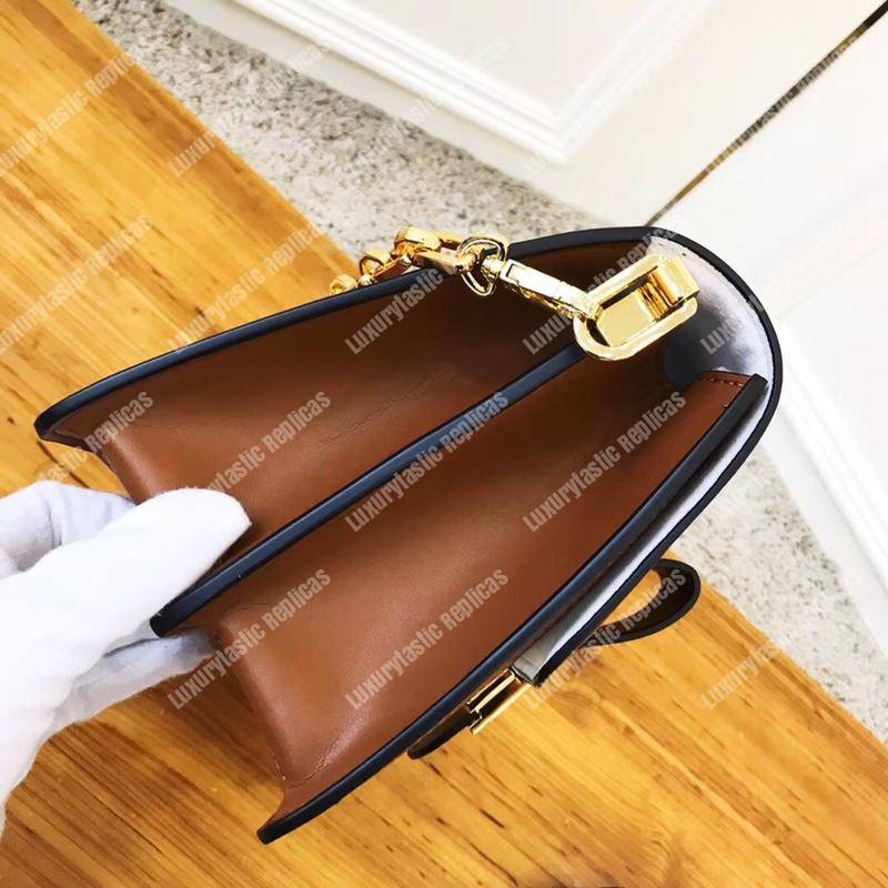 LV Dauphine MM Taurillon Leather Blackberry/Snow