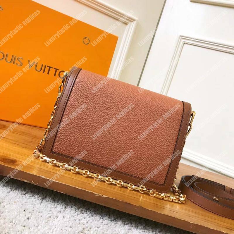 LV Dauphine MM Taurillon Leather Bruni/Strawberry Milk