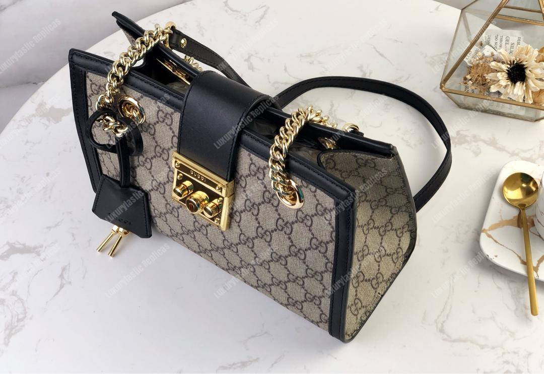 G*u*i padlock small shoulder bag black