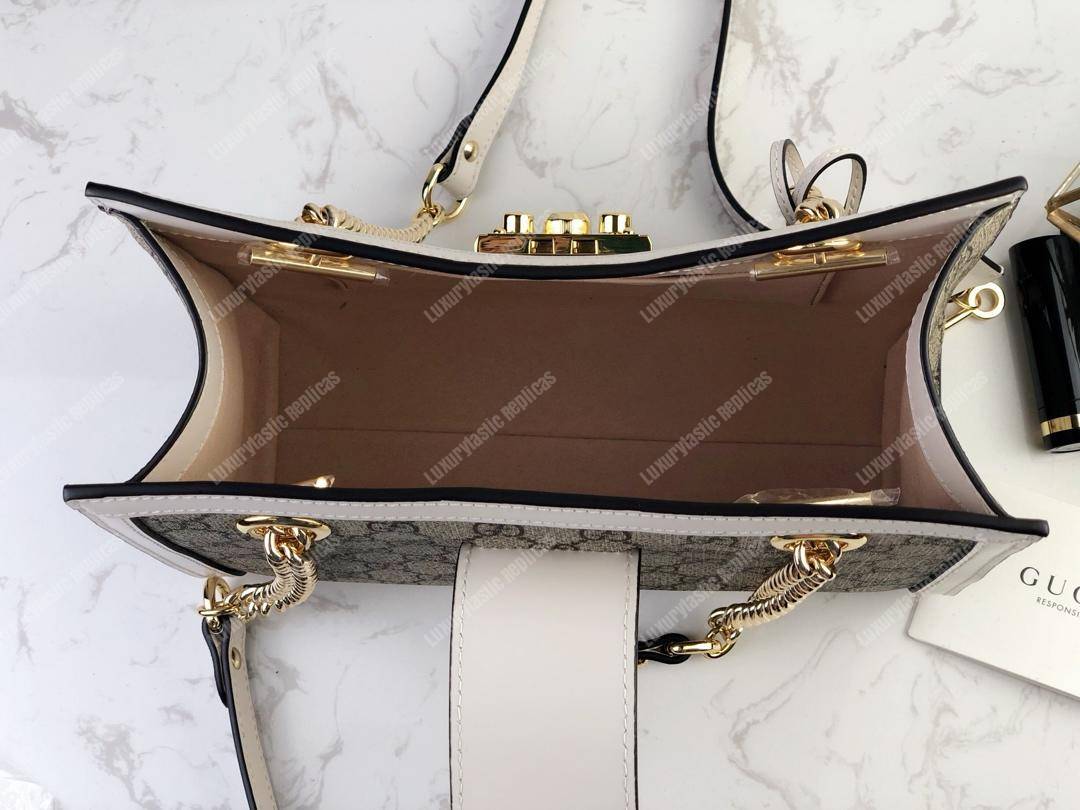 G*u*i padlock small shoulder bag white