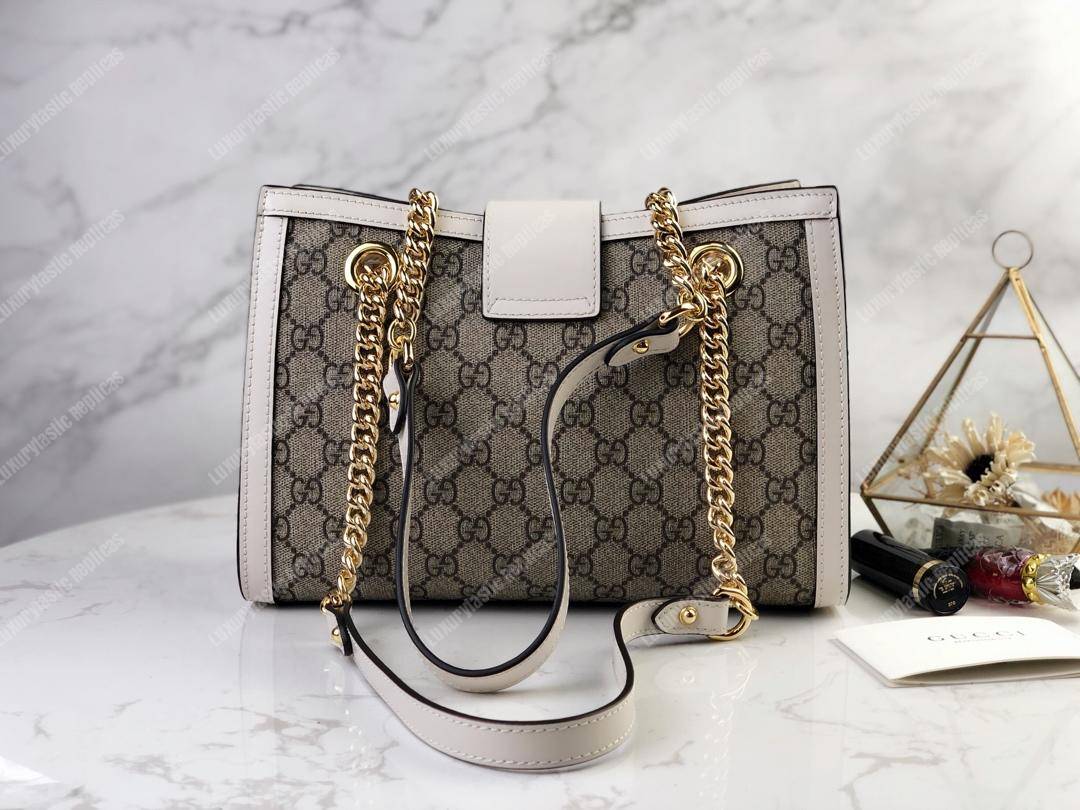 G*u*i padlock small shoulder bag white