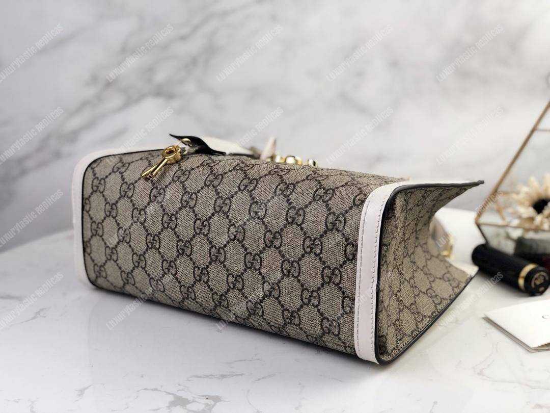 G*u*i padlock small shoulder bag white