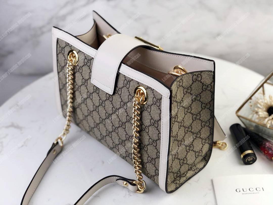 G*u*i padlock small shoulder bag white