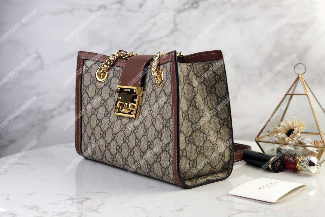 G*u*i padlock small shoulder bag brown