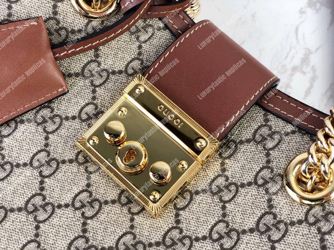 G*u*i padlock small shoulder bag brown