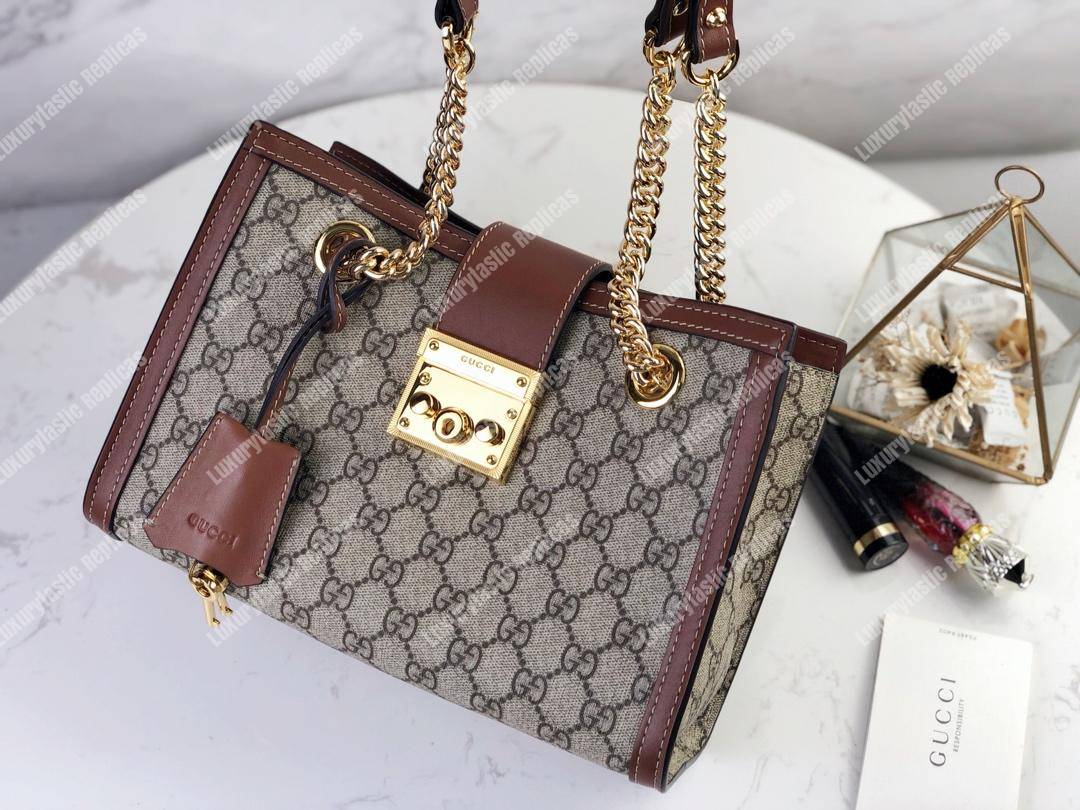 G*u*i padlock small shoulder bag brown