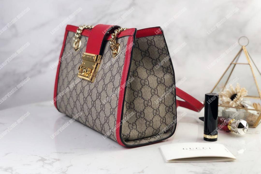 G*u*i padlock small shoulder bag red