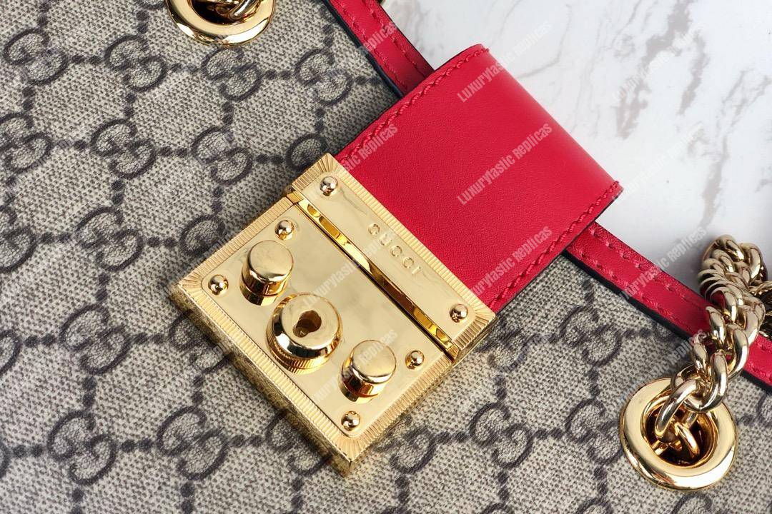 G*u*i padlock small shoulder bag red