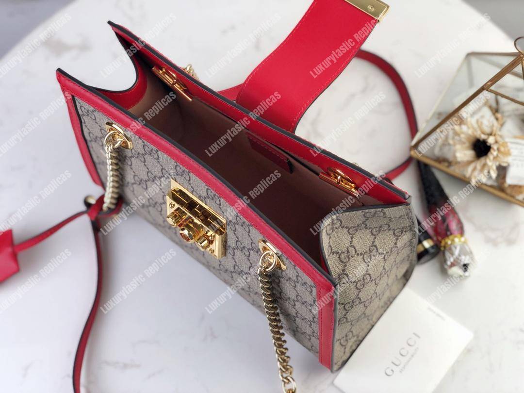 G*u*i padlock small shoulder bag red