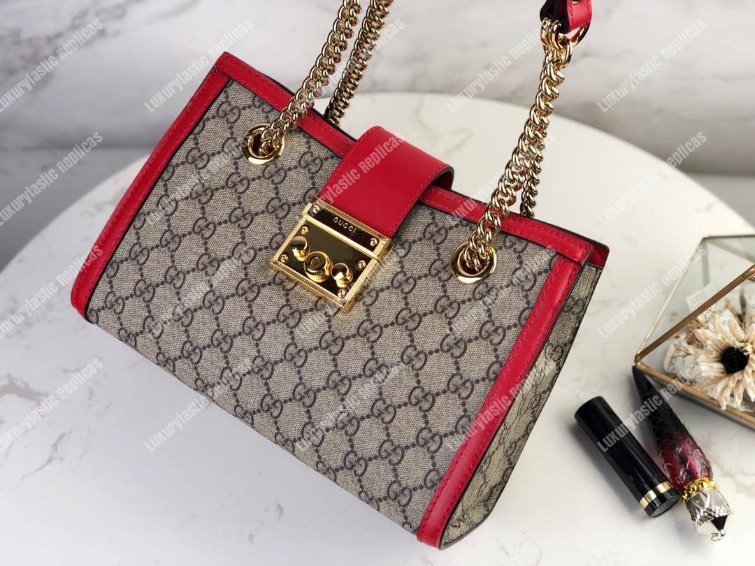 G*u*i padlock small shoulder bag red