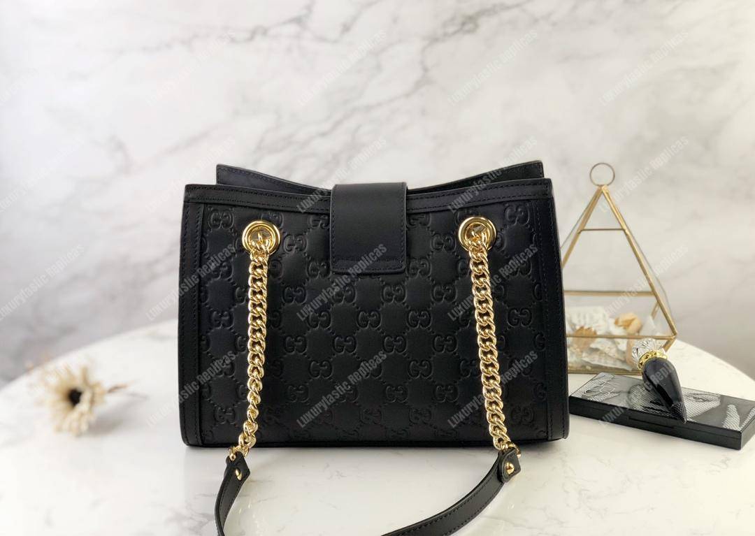 G*u*i padlock G*u*i signature small shoulder bag black