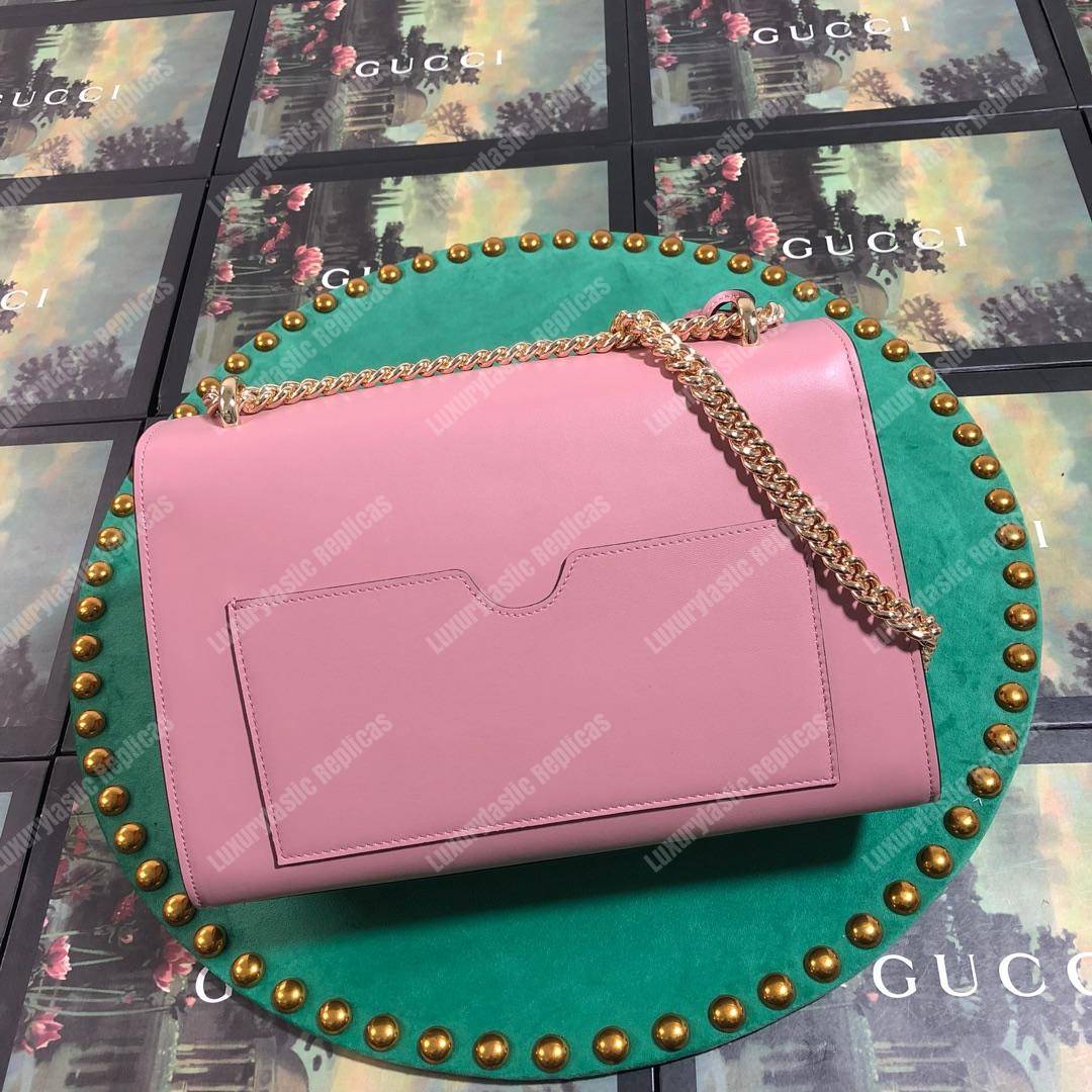 G*u*i padlock leather shoulder bag pink